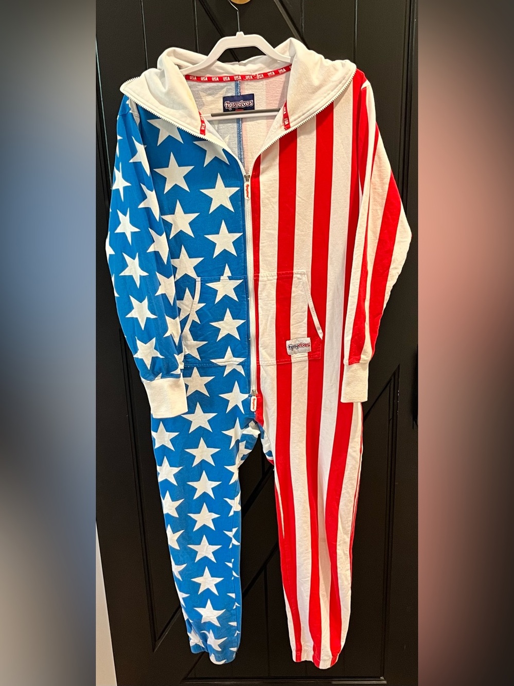 Tipsy Elves Men's American Flag Bodysuit - Red, White & Blue